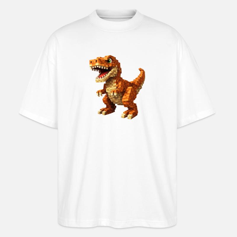 Oranger Pixel-T-Rex - Stanley/Stella Oversized Unisex Bio T-Shirt Blaster 2.0 - Weiß
