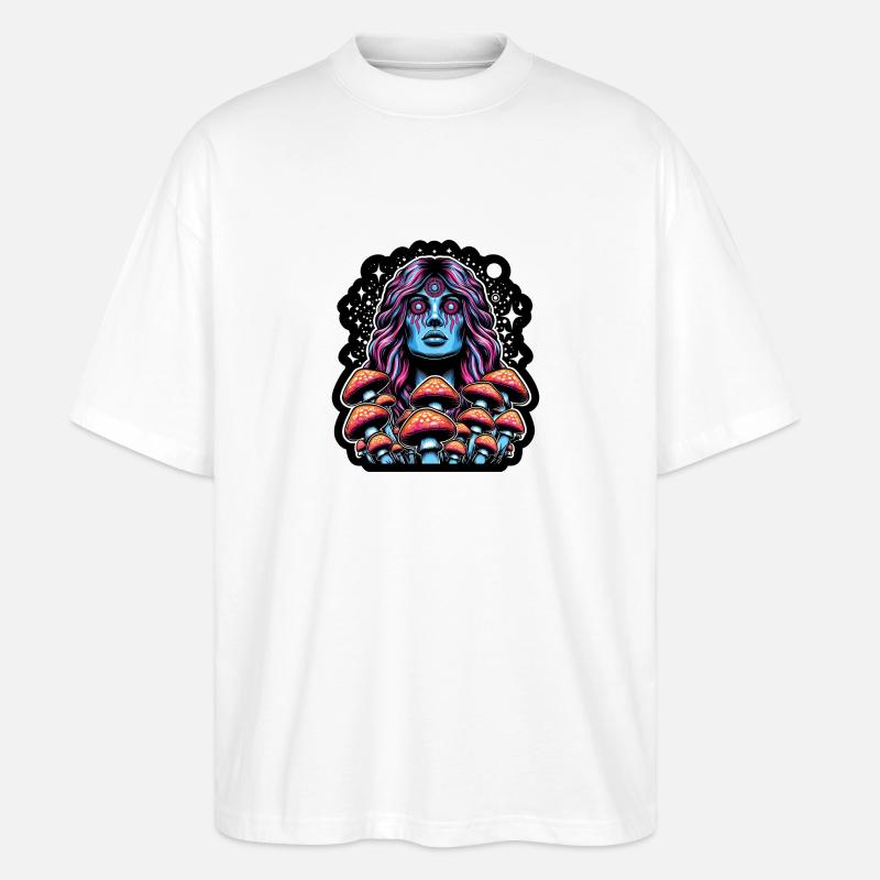 Psychedelic Mushroom Oracle - Stanley/Stella Oversized Unisex Bio T-Shirt Blaster 2.0 - Weiß