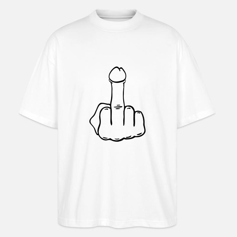 Mittelfinger Penis - Stanley/Stella Oversized Unisex Bio T-Shirt Blaster 2.0 - Weiß