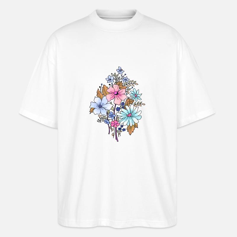Blumen - Stanley/Stella Oversized Unisex Bio T-Shirt Blaster 2.0 - Weiß