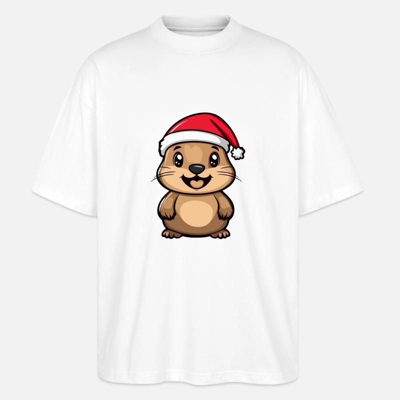 Biber Weihnachten - Stanley/Stella Oversized Unisex Bio T-Shirt Blaster 2.0 - Weiß