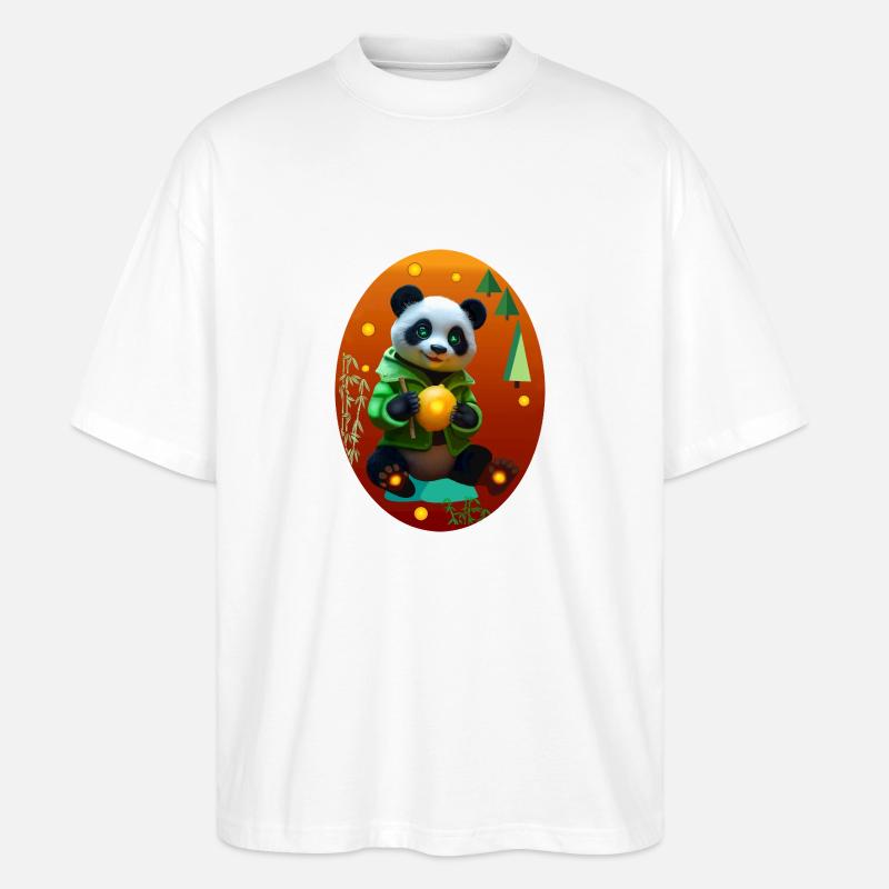 Cyber Zitrone Bambus Panda - Stanley/Stella Oversized Unisex Bio T-Shirt Blaster 2.0 - Weiß