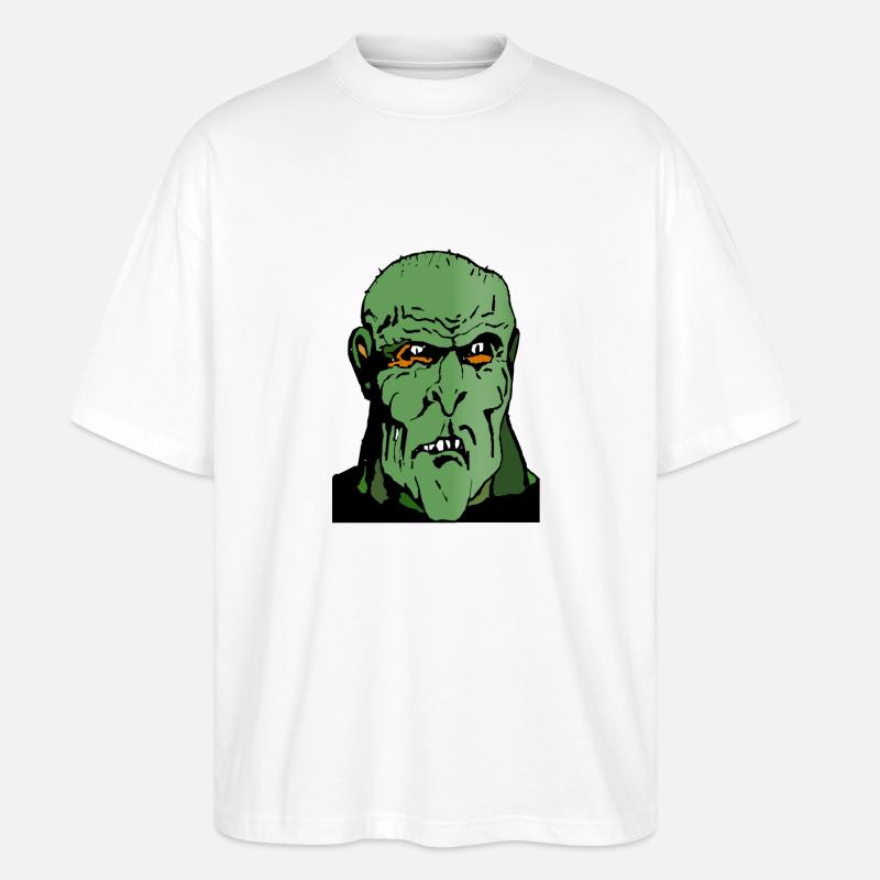 Grüner hässlicher Mann Monster - Stanley/Stella Oversized Unisex Bio T-Shirt Blaster 2.0 - Weiß