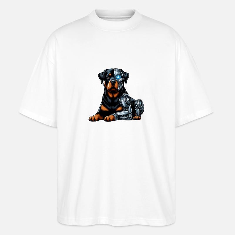 Rottweiler Cyborg Robot Space - Stanley/Stella Oversized Unisex Organic T-shirt Blaster 2.0 - white