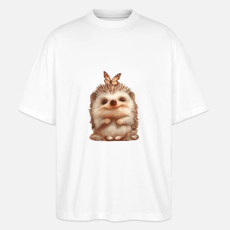 Igel mit Schmetterling - Stanley/Stella Oversized Unisex Bio T-Shirt Blaster 2.0 - Weiß