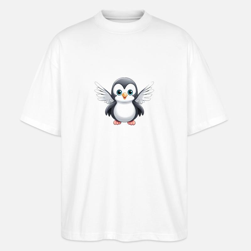 Ange pingouin mignon - T-shirt bio Blaster 2.0 coupe oversize Stanley/Stella Unisexe - blanc
