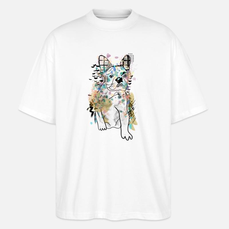DESSIN DE BOULEDOGUE MIGNON - T-shirt bio Blaster 2.0 coupe oversize Stanley/Stella Unisexe - blanc