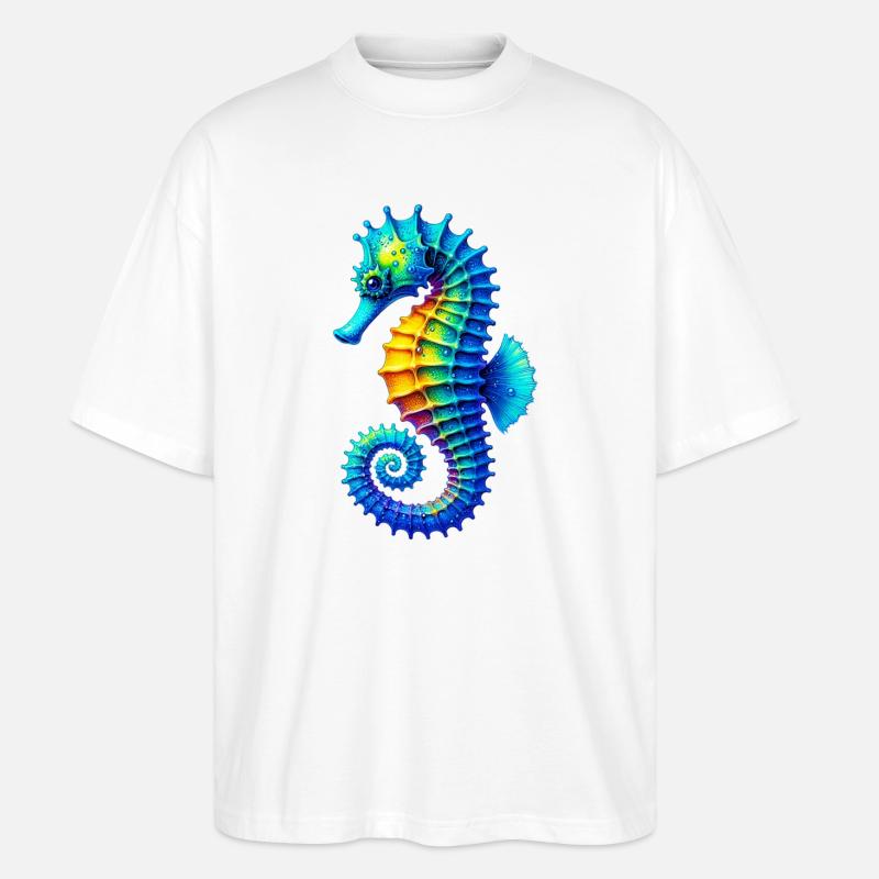 Seepferdchen - Stanley/Stella Oversized Unisex Bio T-Shirt Blaster 2.0 - Weiß