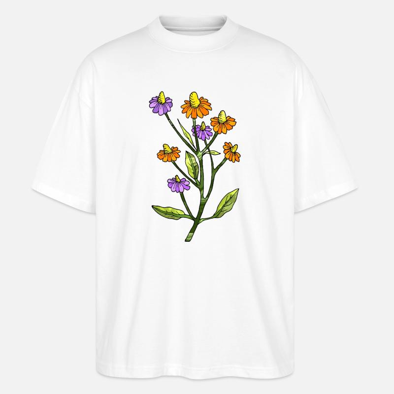 Blumen - Stanley/Stella Oversized Unisex Bio T-Shirt Blaster 2.0 - Weiß