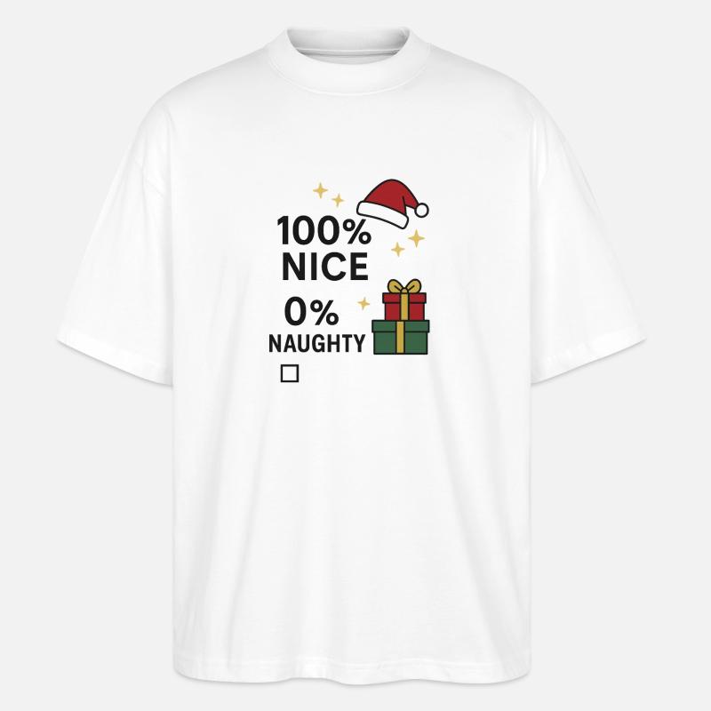 100% nice, 0% naughty - Stanley/Stella Oversized Unisex Bio T-Shirt Blaster 2.0 - Weiß