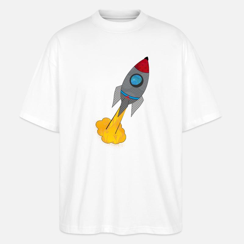 Farbenfrohe Rakete beim Start - Stanley/Stella Oversized Unisex Bio T-Shirt Blaster 2.0 - Weiß