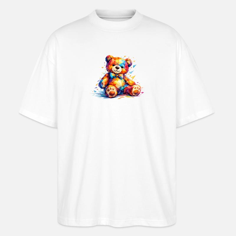 Farbenfroher geometrischer Bär - Stanley/Stella Oversized Unisex Bio T-Shirt Blaster 2.0 - Weiß