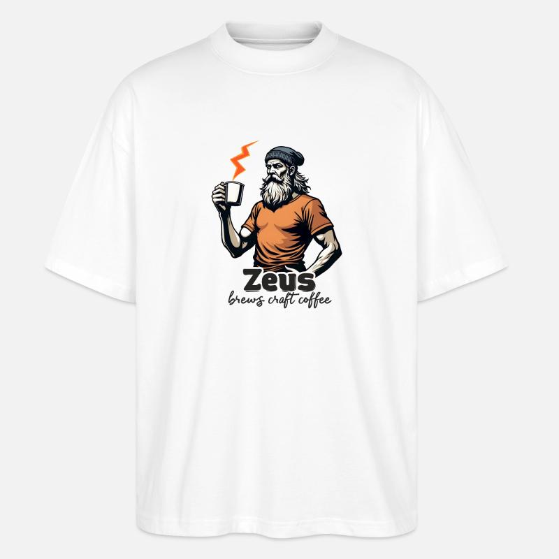 Zeus prépare du café artisanal ! - T-shirt bio Blaster 2.0 coupe oversize Stanley/Stella Unisexe - blanc