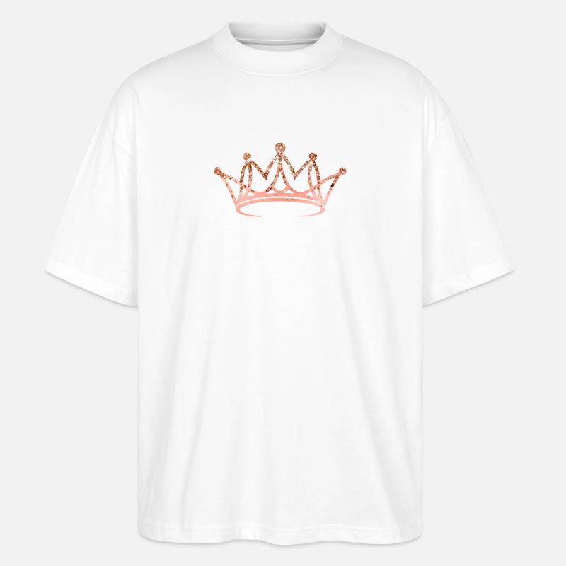 Krone, elegant, glitter, personalisierbar - Stanley/Stella Oversized Unisex Bio T-Shirt Blaster 2.0 - Weiß