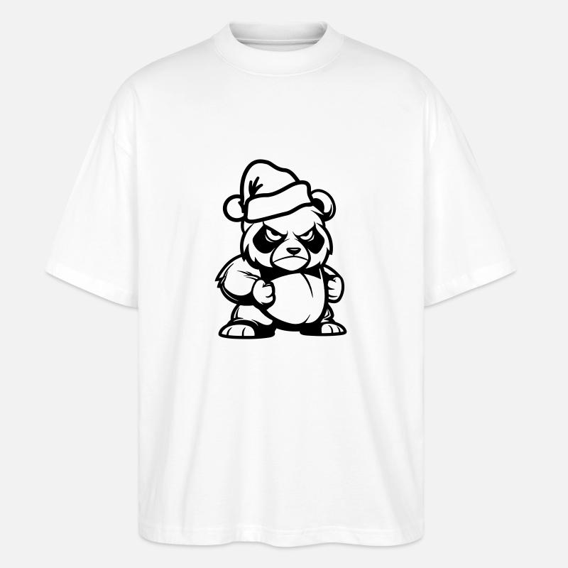 Panda Bear Christmas Comic - Stanley/Stella Oversized Unisex Organic T-shirt Blaster 2.0 - white