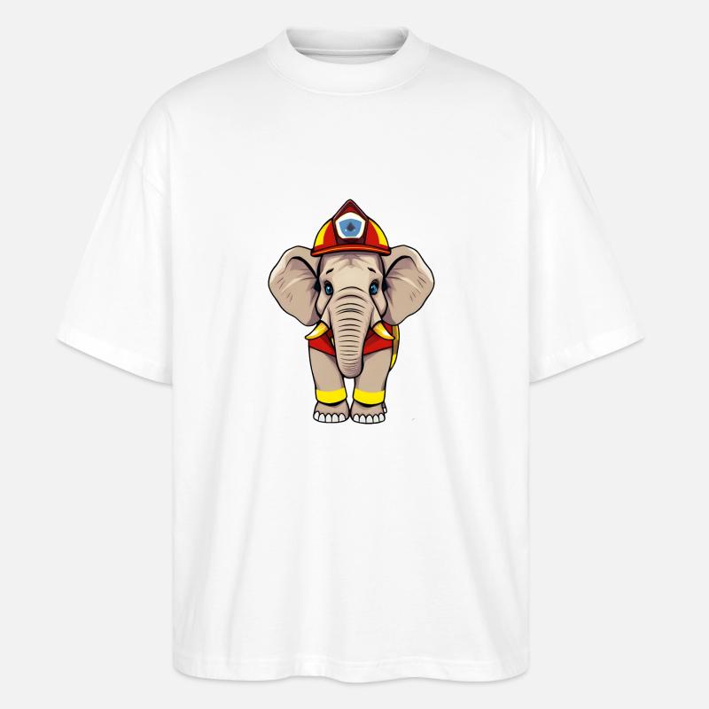 Held Elefant Feuerwehrmann - Stanley/Stella Oversized Unisex Bio T-Shirt Blaster 2.0 - Weiß