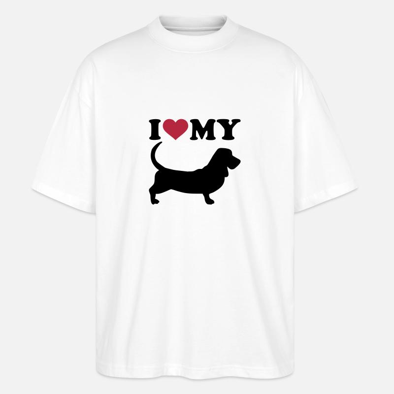 Basset Hound - Stanley/Stella Oversized Unisex Bio T-Shirt Blaster 2.0 - Weiß