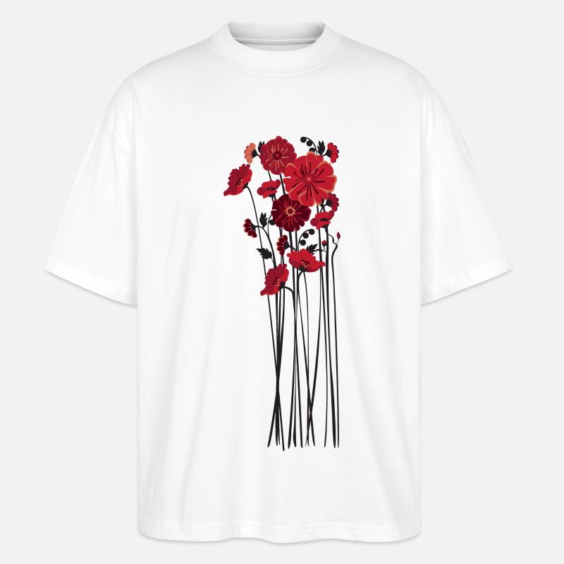 Illustration de fleurs de galets - T-shirt bio Blaster 2.0 coupe oversize Stanley/Stella Unisexe - blanc
