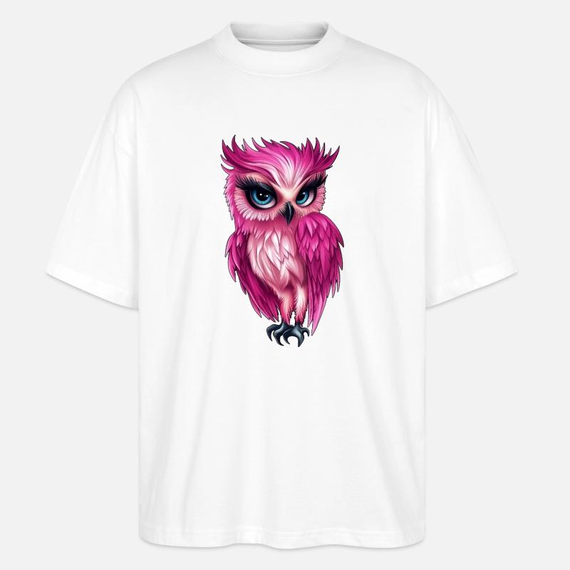 pink rosa Fantasy Eule :) - Stanley/Stella Oversized Unisex Bio T-Shirt Blaster 2.0 - Weiß