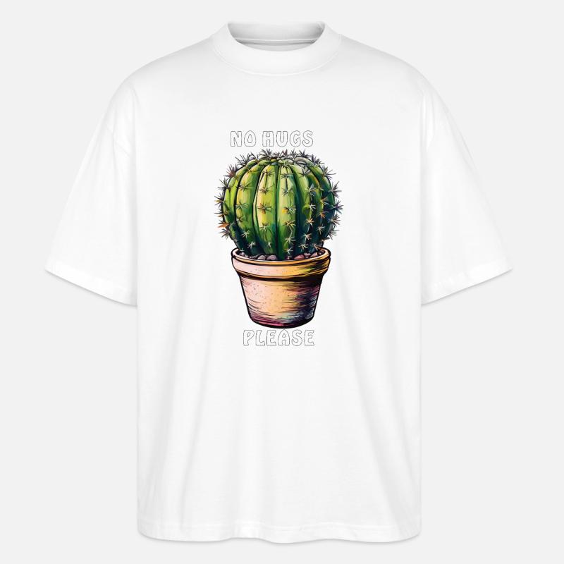KAKTUS NO HUGS PLEASE - Stanley/Stella Oversized Unisex Bio T-Shirt Blaster 2.0 - Weiß