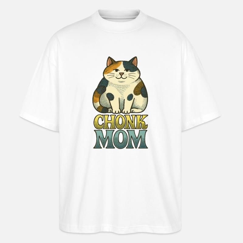 Chonk Mama Katze Katze - Stanley/Stella Oversized Unisex Bio T-Shirt Blaster 2.0 - Weiß