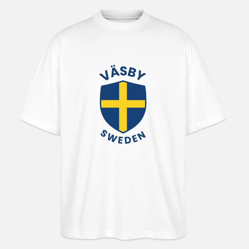 Väsby Sweden Schildemblem - Stanley/Stella Oversized Unisex Bio T-Shirt Blaster 2.0 - Weiß