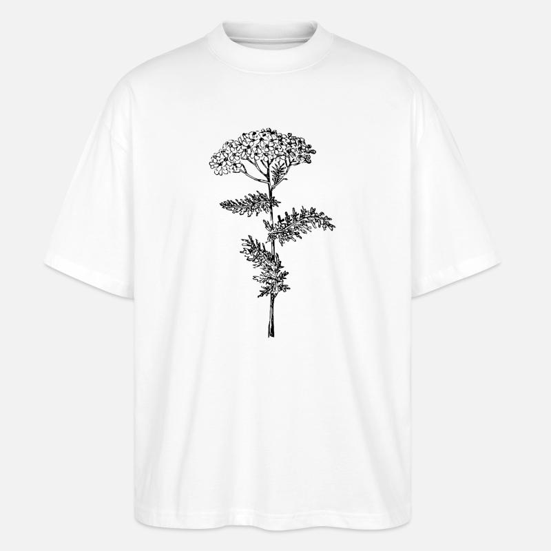 Fleur d’achillée millefeuille - T-shirt bio Blaster 2.0 coupe oversize Stanley/Stella Unisexe - blanc