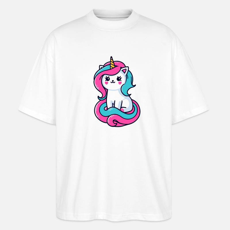Chat licorne - T-shirt bio Blaster 2.0 coupe oversize Stanley/Stella Unisexe - blanc