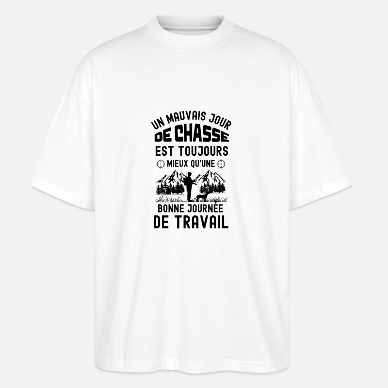 Chasseur jour de chasse - T-shirt bio Blaster 2.0 coupe oversize Stanley/Stella Unisexe - blanc
