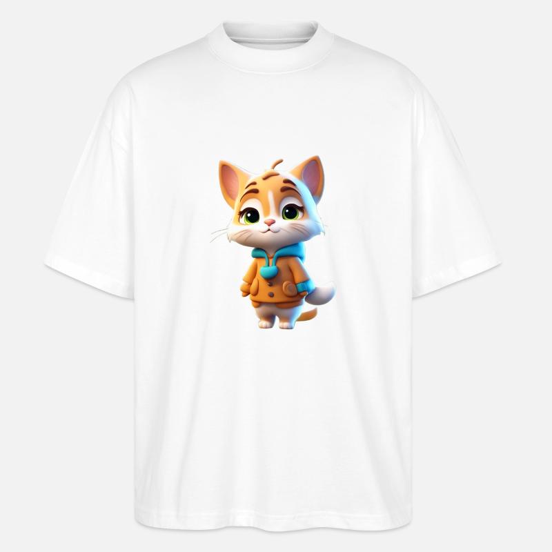 chat mignon d'automne - T-shirt bio Blaster 2.0 coupe oversize Stanley/Stella Unisexe - blanc