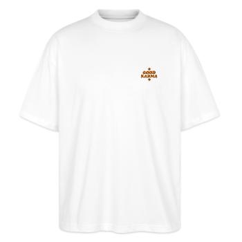 Good Karma brodé - T-shirt bio Blaster 2.0 coupe oversize Stanley/Stella Unisexe - blanc - Devant - Alina (178cm) & Michal (187cm)