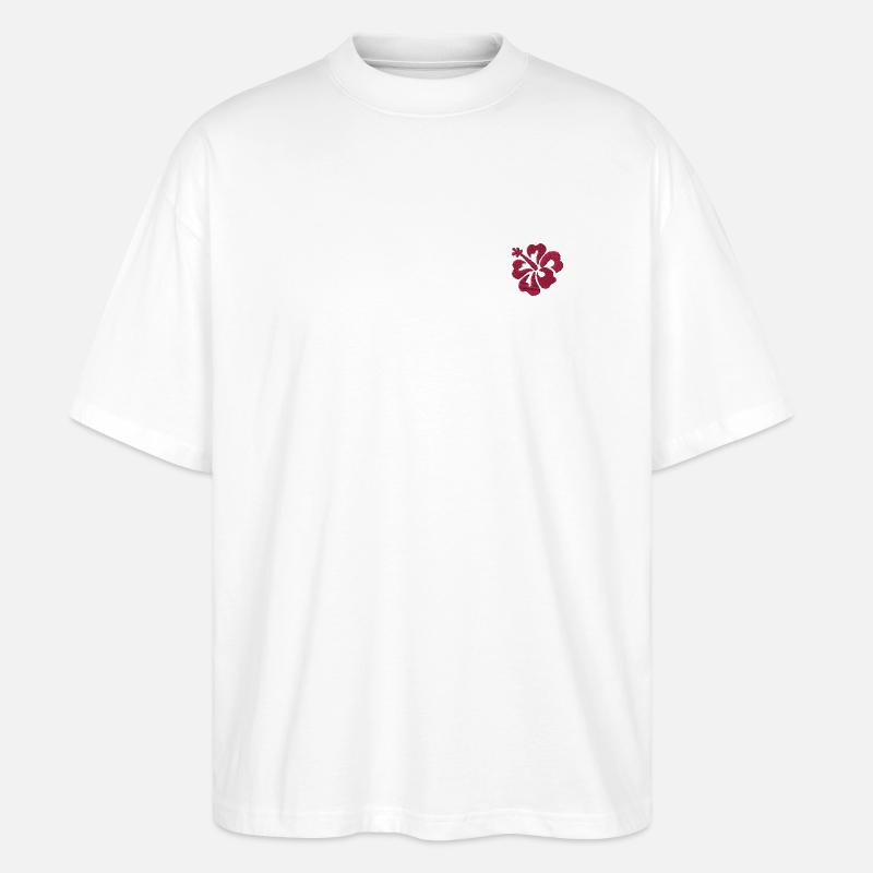 Blume bestickt - Stanley/Stella Oversized Unisex Bio T-Shirt Blaster 2.0 - Weiß