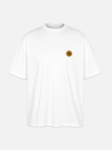 Tournesol brodé - T-shirt bio Blaster 2.0 coupe oversize Stanley/Stella Unisexe - blanc