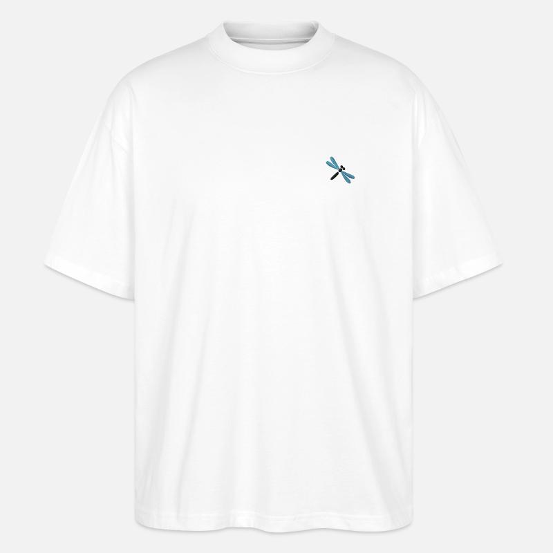 Libelle bestickt - Stanley/Stella Oversized Unisex Bio T-Shirt Blaster 2.0 - Weiß