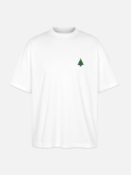 Christmas tree embroidered - Stanley/Stella Oversized Unisex Organic T-shirt Blaster 2.0 - white