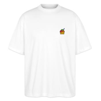 Eis - Stanley/Stella Oversized Unisex Bio T-Shirt Blaster 2.0 - Weiß - Vorne - Alina (178cm) & Michal (187cm)