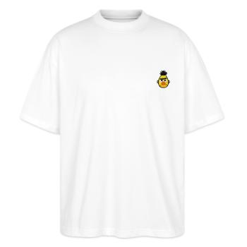 Sesame Street Embroidered Bert - Stanley/Stella Oversized Unisex Organic T-shirt Blaster 2.0 - white - Front - Alina (178cm) & Michal (187cm)