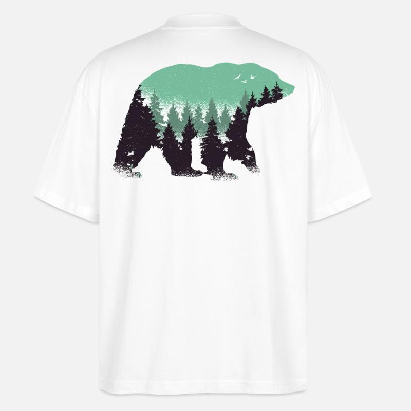 Bär Wald Natur - Stanley/Stella Oversized Unisex Bio T-Shirt Blaster 2.0 - Weiß