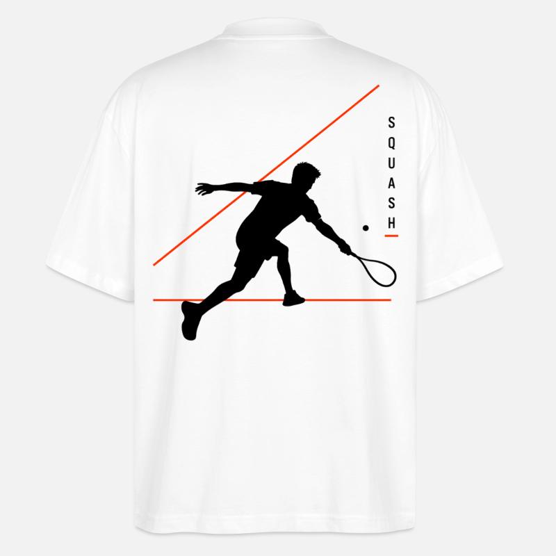 Squash Silhouette mit Neonlinien - Stanley/Stella Oversized Unisex Bio T-Shirt Blaster 2.0 - Weiß