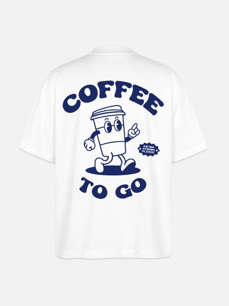 Coffee To Go Illustration Retro Back Logo 2023 - Stanley/Stella Oversized Unisex Organic T-shirt Blaster 2.0 - white