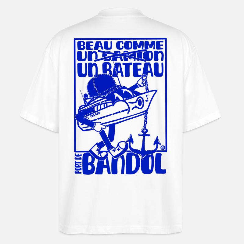 Retro Mittelmeer Bandol Boot Maskottchen - Stanley/Stella Oversized Unisex Bio T-Shirt Blaster 2.0 - Weiß