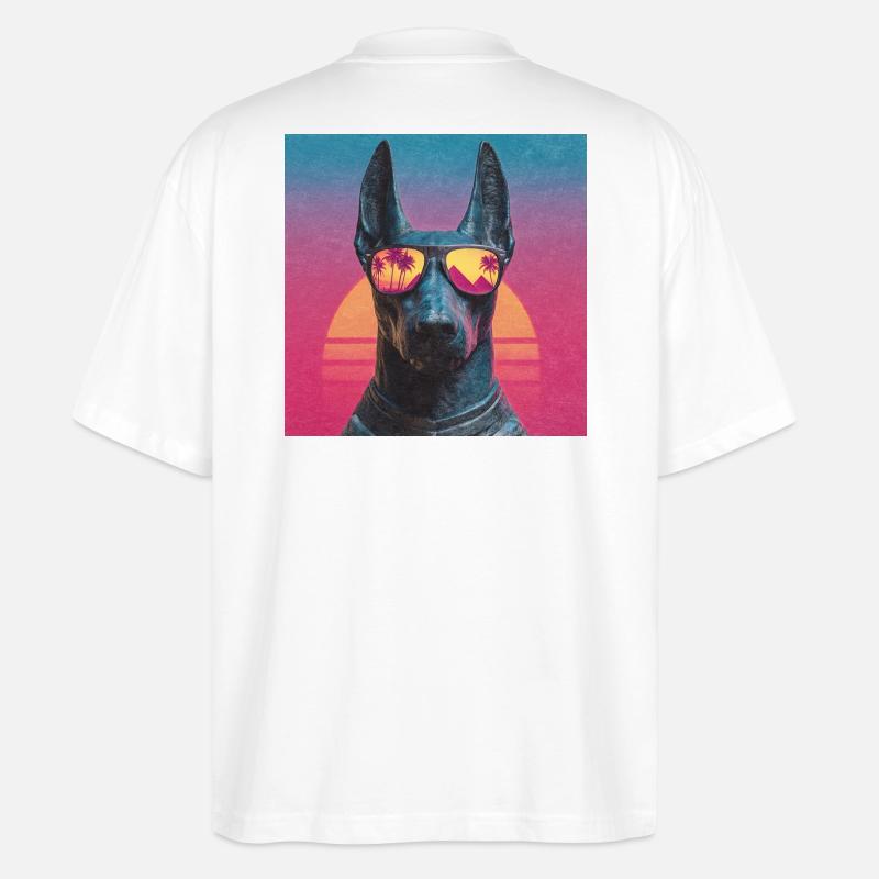 Anubis Synthwave - Dieu en vacances - T-shirt bio Blaster 2.0 coupe oversize Stanley/Stella Unisexe - blanc