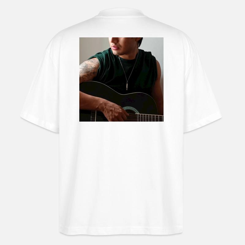 Guitare de soirée studio - T-shirt bio Blaster 2.0 coupe oversize Stanley/Stella Unisexe - blanc
