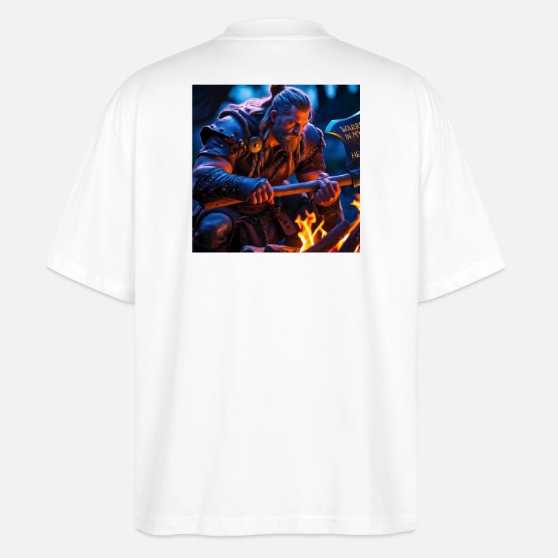 Fantasy Wikinger mit einer Axt - Stanley/Stella Oversized Unisex Bio T-Shirt Blaster 2.0 - Weiß