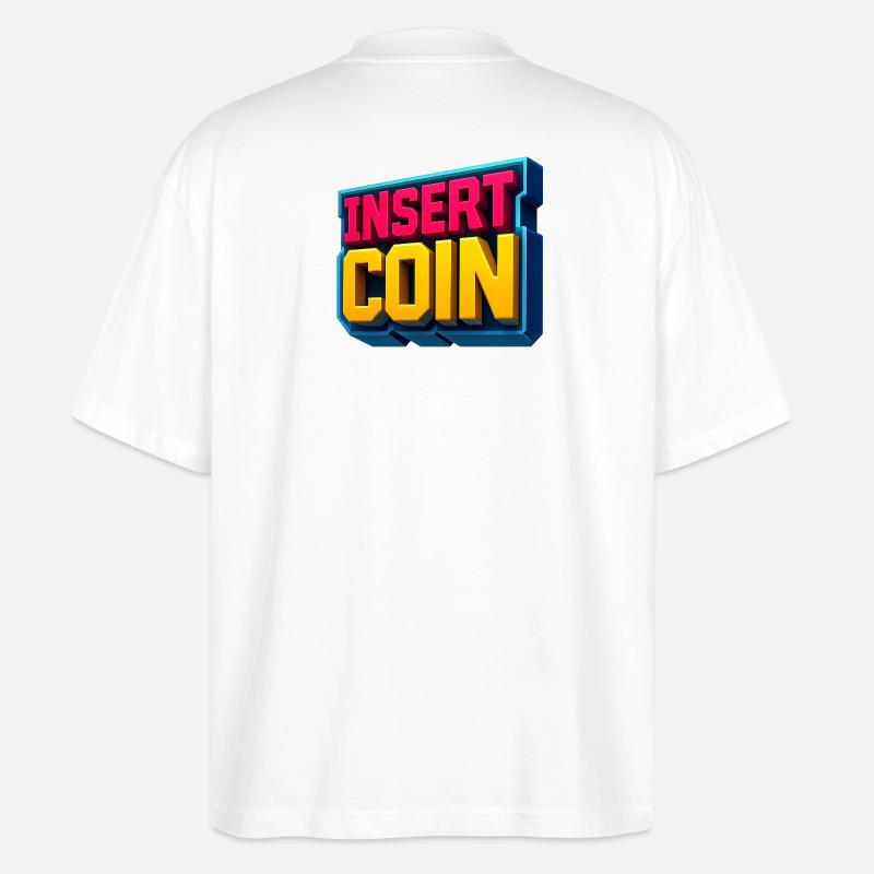 Conception de jeu rétro néon - T-shirt bio Blaster 2.0 coupe oversize Stanley/Stella Unisexe - blanc