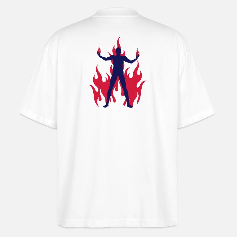 rocking devil - rockender teufel - flammen flames - Stanley/Stella Oversized Unisex Bio T-Shirt Blaster 2.0 - Weiß