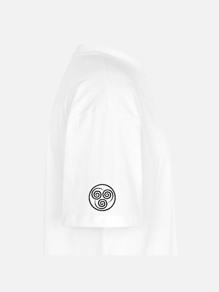 Avatar Backprint Aang Spruch & Sleeveprint Luft - Stanley/Stella Oversized Unisex Bio T-Shirt Blaster 2.0 - Weiß - Rechts