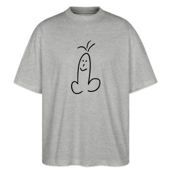 lustiger pimmel penis - Stanley/Stella Oversized Unisex Bio T-Shirt Blaster 2.0 - Grau meliert - Vorne - Alina (178cm) & Michal (187cm)