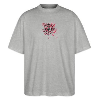 Fadenkreuz Treffer - Stanley/Stella Oversized Unisex Bio T-Shirt Blaster 2.0 - Grau meliert - Vorne - Alina (178cm) & Michal (187cm)