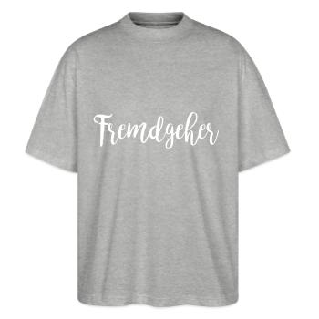 Fremdgehen Betrügen Seitensprung Geschenkidee - Stanley/Stella Oversized Unisex Bio T-Shirt Blaster 2.0 - Grau meliert - Vorne - Alina (178cm) & Michal (187cm)